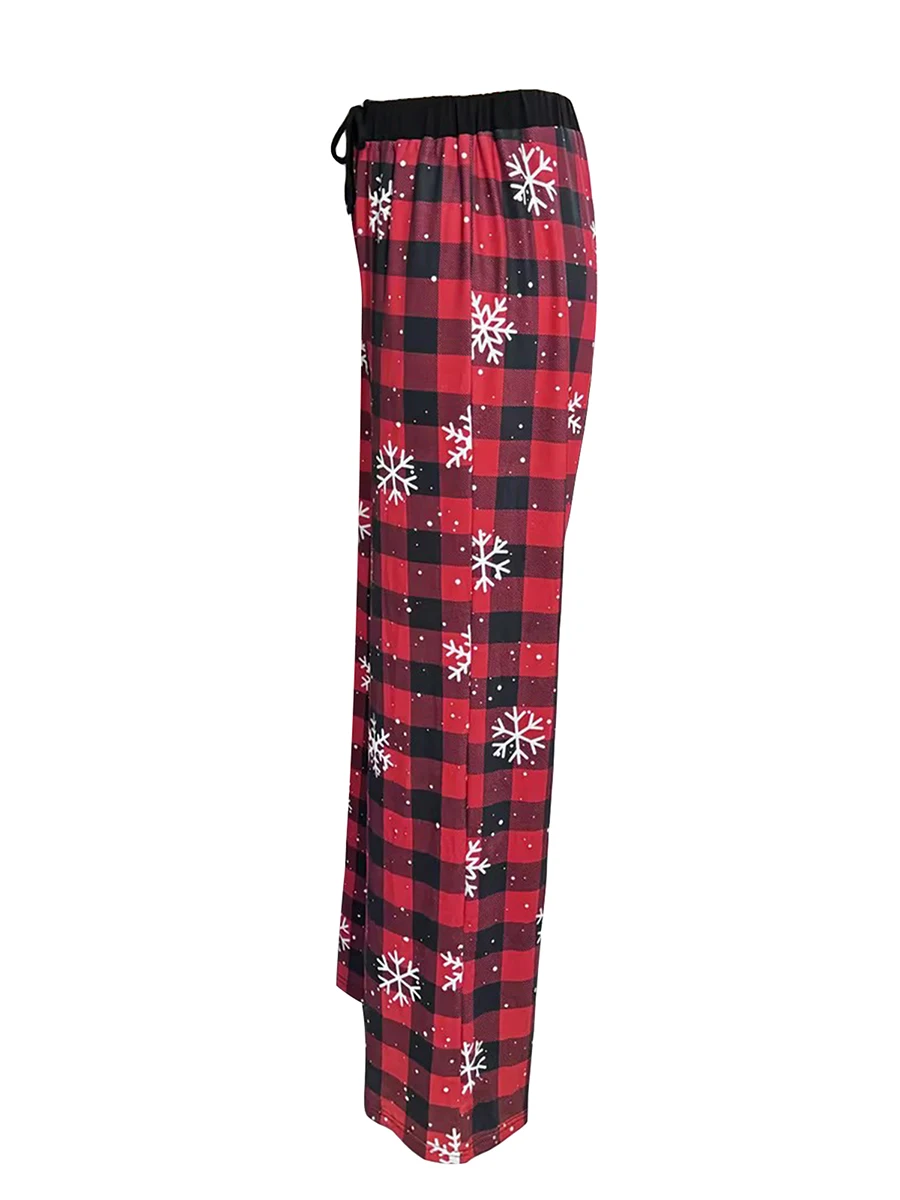 

Women s Christmas Pajama Pants Plaid Snowflake Print Drawstring Lounge Pants Sleep Pj Bottoms with Pockets Sleepwear