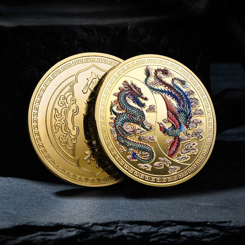 Pièces commémoratives de l'année du dragon, or et argent, culture traditionnelle  chinoise, animal du zodiaque, pièces Tachi, le plus récent - AliExpress