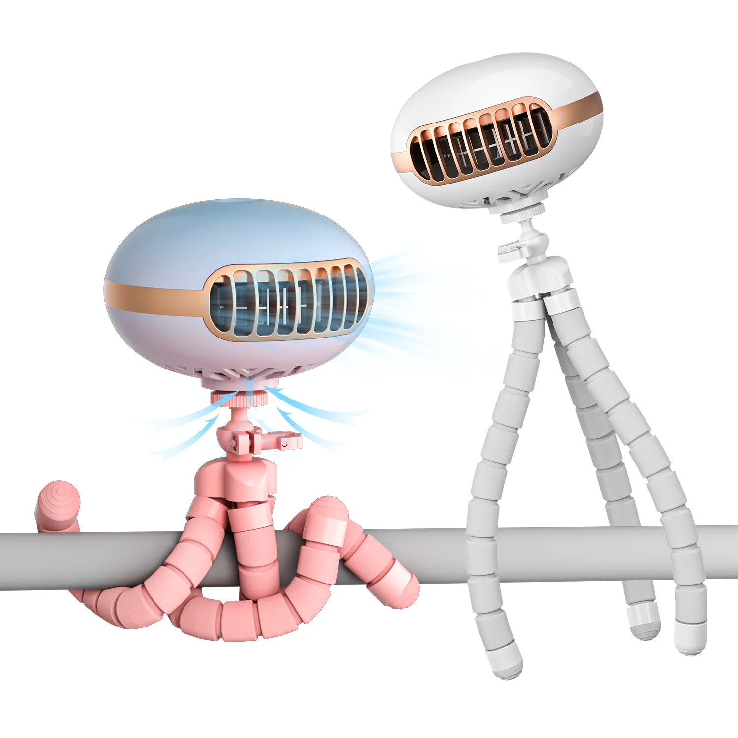 Mini Flexible Air Conditioner 3600mah Chargeable Stroller Cooling Fan