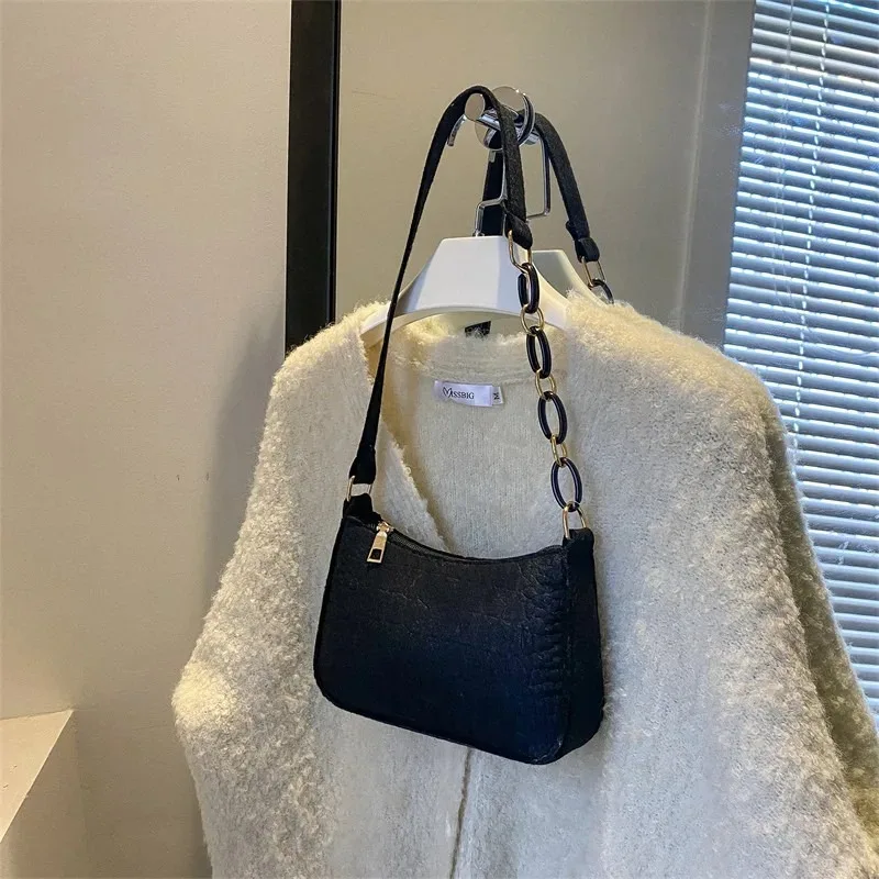 Women's elegant handbag embossed felt multifunctional portable chain bag