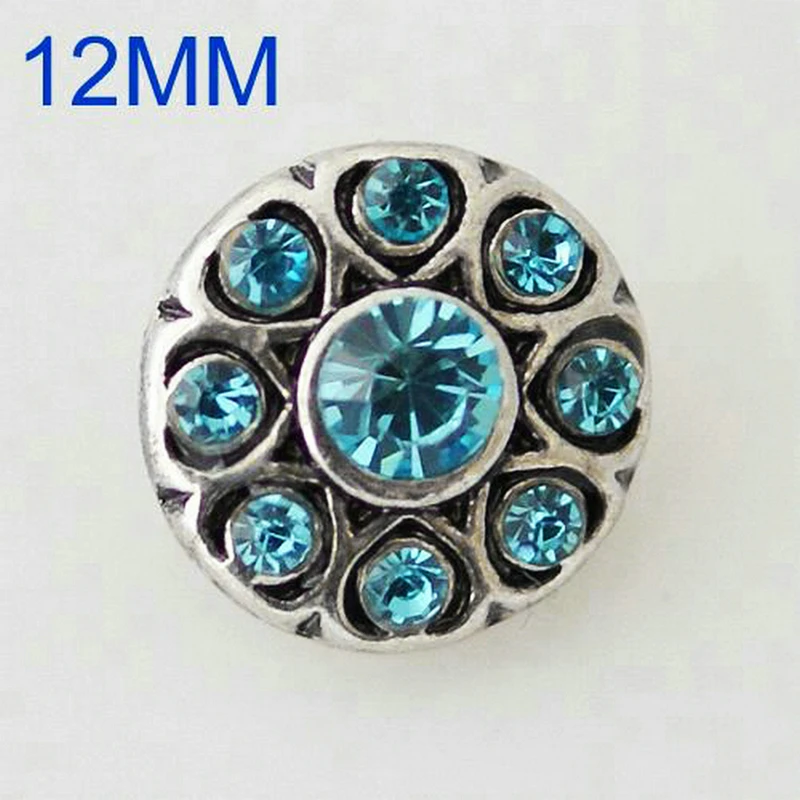 K0001  Flower Bat  Ribbon Crystal gemstone Birthstone 12mm Metal snap button jewelry DIY  bracelet 