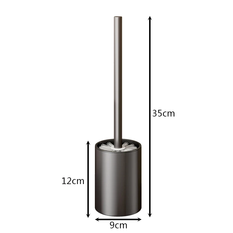 Bathroom Toilet Brush Holder Cleaning Tools Space Aluminum Wall Mounted No Drill Durable Vertical Toilet Brush Black Accessories bathroom accessories toilet brush holder
