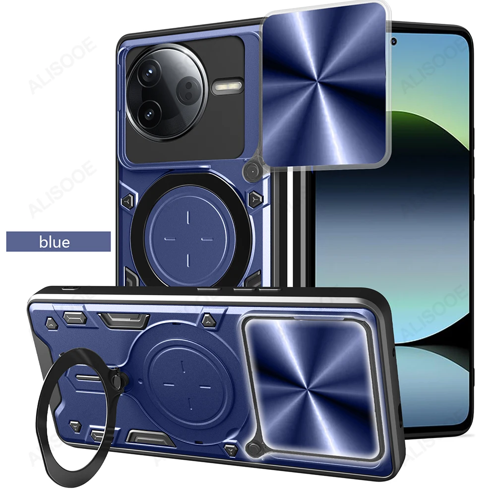 Slide Camera Shield with Ring Stand - Durable Shockproof Phone Case