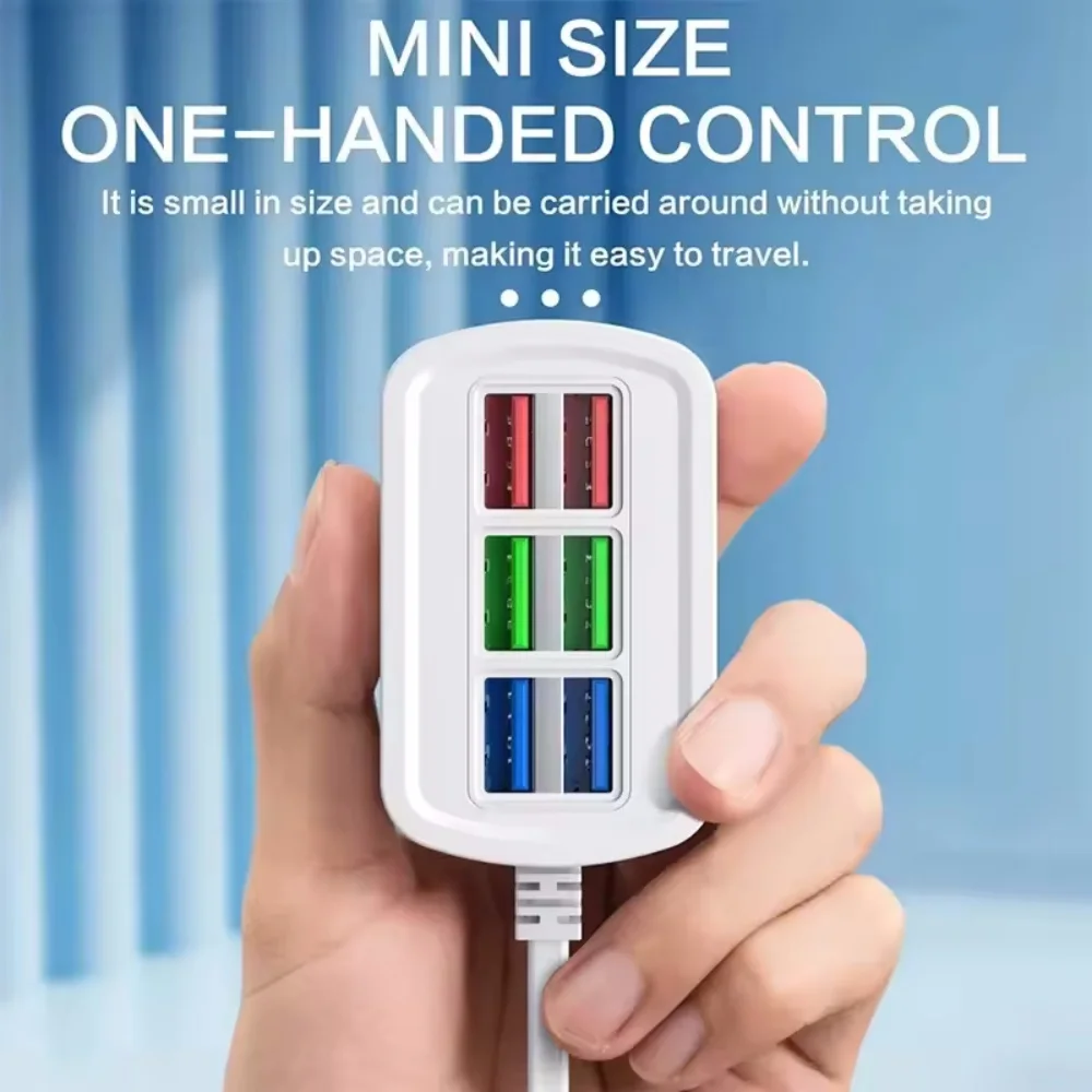รูปสินค้า USB 6 ช่องชาร์จเร็ว ปลั๊กพ่วงตั้งโต๊ะ สายยาว 1 เมตร