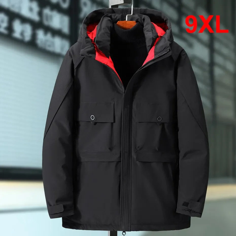 

Cargo Parkas Men Winter Thick Warm Jacket Coats Plus Size 8XL 9XL Fashion Casual Solid Color Jacket Male Outerwear High quality