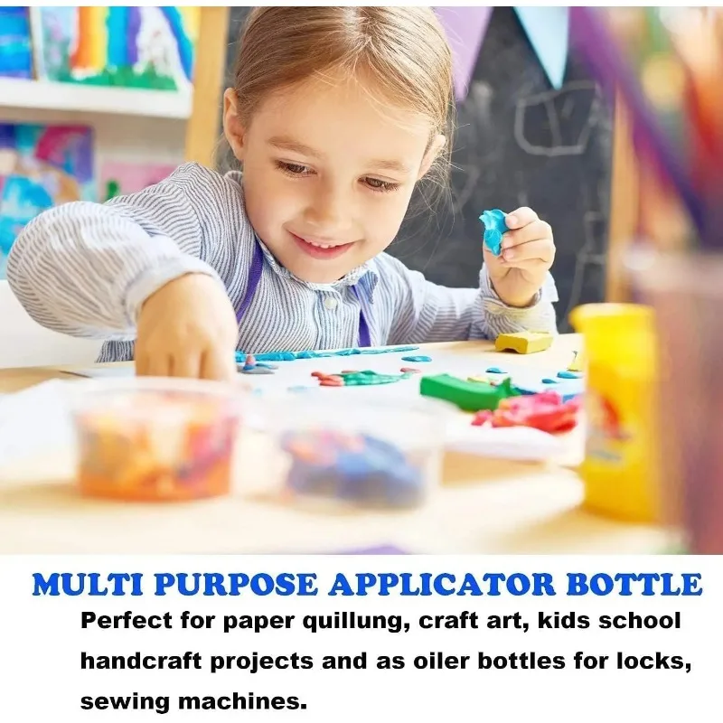 DIY Quilling Tool Empty Needle Tip Glue Bottle Black Cap Liquid Dropper Containers Silicone Rings Crafting