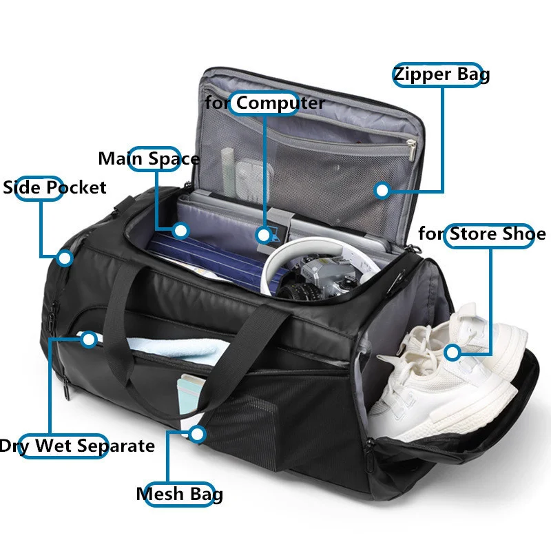 XC Men Gym Bag Large Travel Training Fitness Workout Sports Bag Backpack  Waterproof Dry Wet Shoulder Laptop Bag 52x20x20cm T8839 - AliExpress