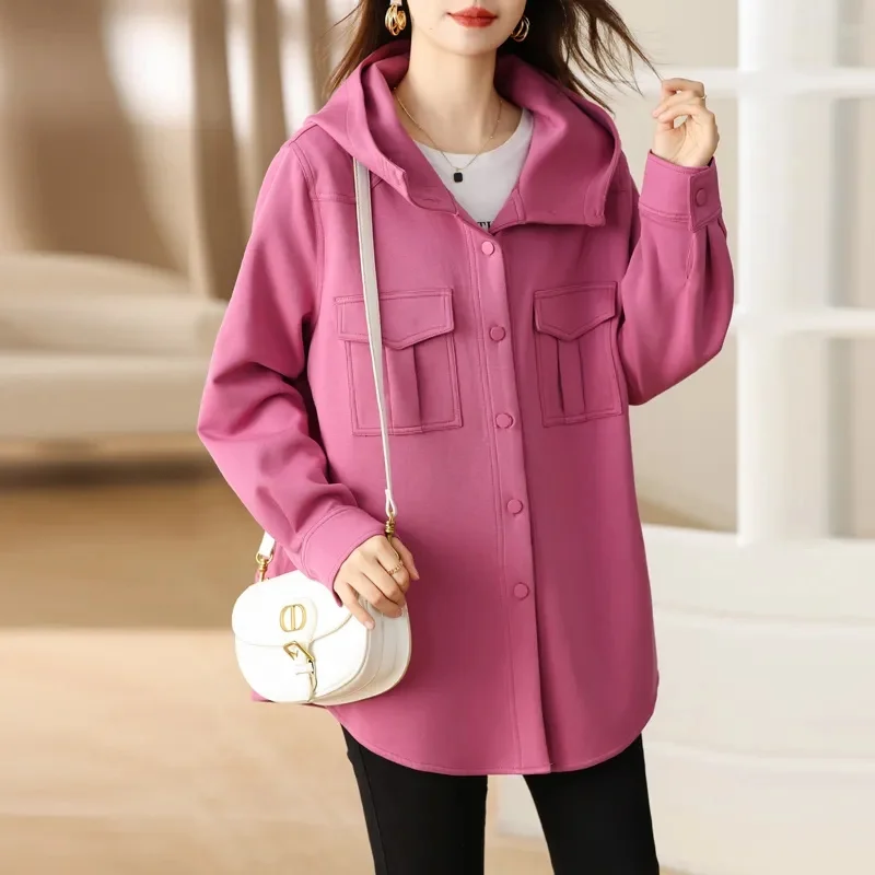 Discount Withdrawal Tailings 2023 Autumn/Winter New Casual Loose Luxury Feel Slim Versatile Cardigan Hooded Coat Women's Solid