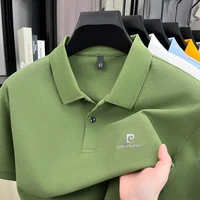 Polo de luxe pour homme en coton brodé avec lettres, à manches courtes et revers, idéal pour le quotidien et polyvalent 4