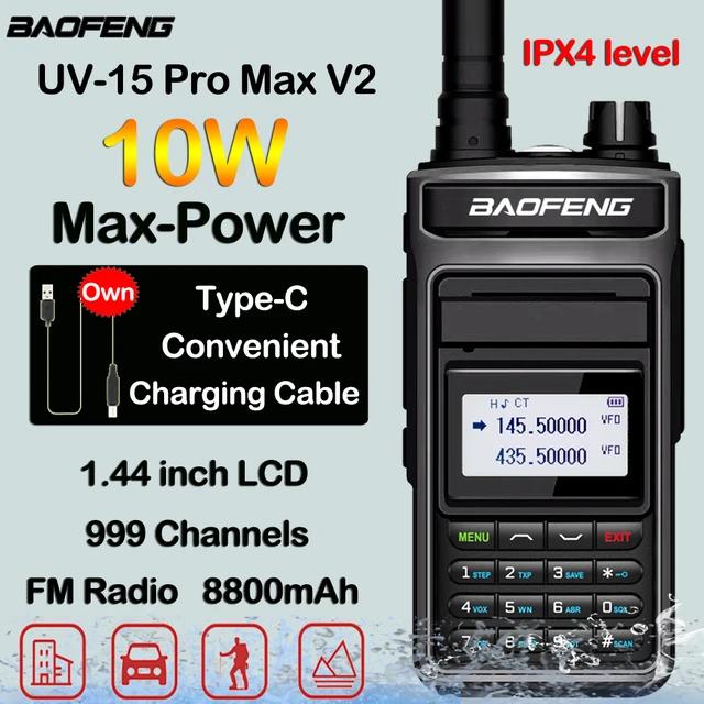 Baofeng UV-999 ProMax 10W Long Range Walkie Talkie Dual Band Two Way Radio  FM Transceiver - Walkie-Talkie