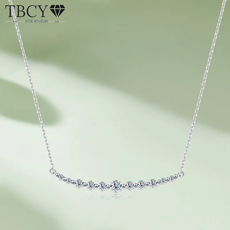 

TBCYD 1.1cttw 100% Full Moissanite Necklace Pendant For Women S925 Silver Lab Diamond Neck Chain Sparkling Wedding Fine Jewelry
