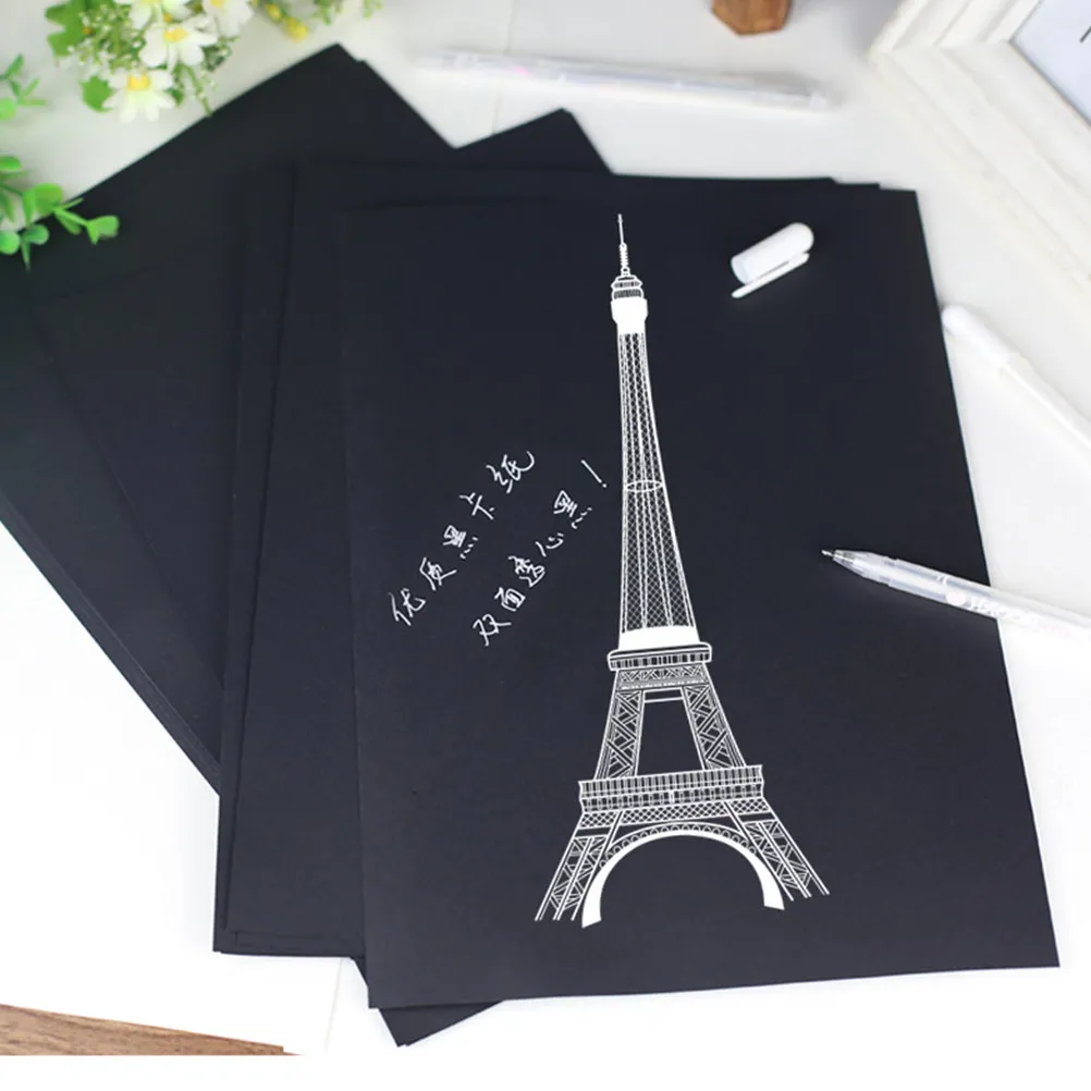 100Pcs A4 검정 두꺼운 크래프트 종이 150Gsm DIY 그림 그리기 판지 스크랩북 크리스마스 카드 명함 방수