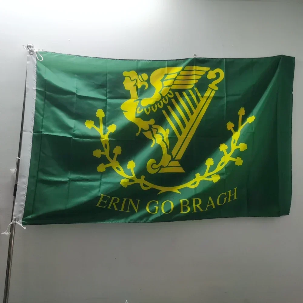 Ireland Erin Go Bragh Harp Flag 90x150cm Polyester - Vibrant Irish College Dorm Decor, St. Patrick's Day Outdoor/Indoor Banner