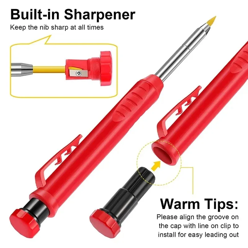 Carpenter Pencil Metal Long Head Deep Hole Professional Engineering Quick Drying Marker Graphite Woodworking Lineation