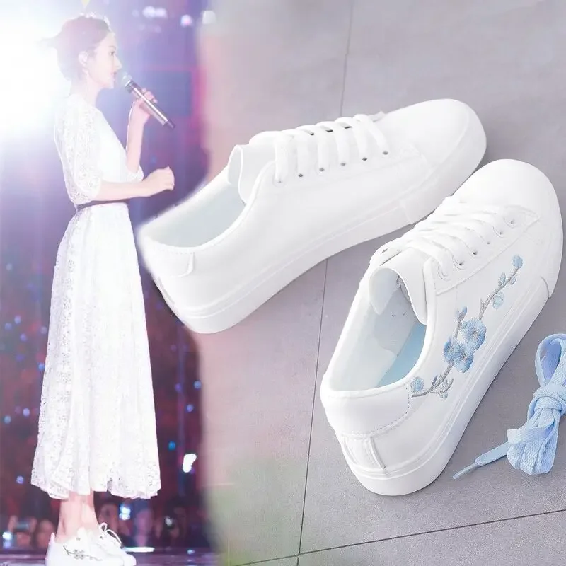 Korean Style Embroidery Women's Casual Sports Shoes Flat Breathable Low Top Spring Autumn sports shoes casual sneakers