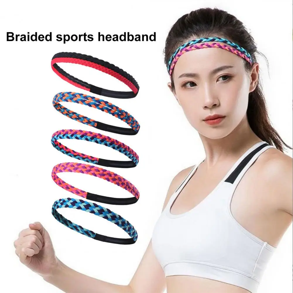 

High Elasticity Headband Breathable Braided Sports Headband for Yoga Pilates Workouts High Sweat Absorption Non-slip Reusable