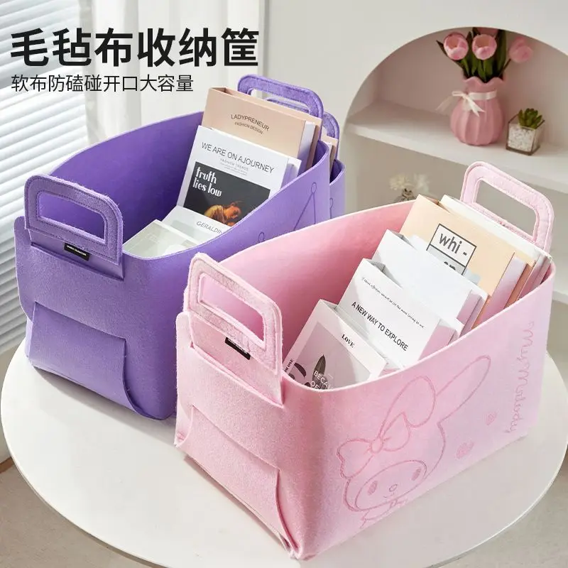 Sanrio Felt Storage Box Snack Grocery Basket Kuromi Fabric Foldable Toy Cartoon Storage Basket Cinnamoroll Sorting Storage Box 3