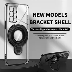 Luxury Transparent Plating Magnetic Bracket Stand Holder Case - Samsung A7 2018 (3)