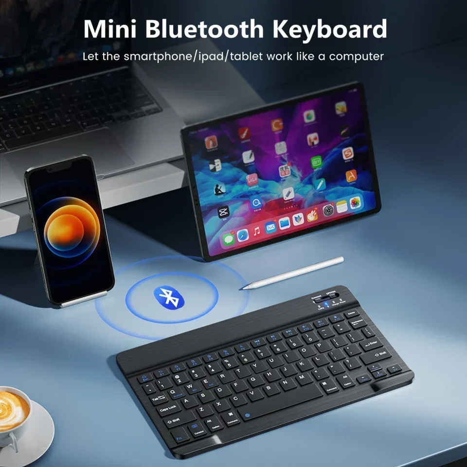 7/10inch Bluetooth Wireless Rechargeable Keyboard For Mobile Phones Tablet Russian Spanish French AZERT For Android ios Windows wireless keyboard tablet keyboard bluetooth keyboard case tablet keyboard case