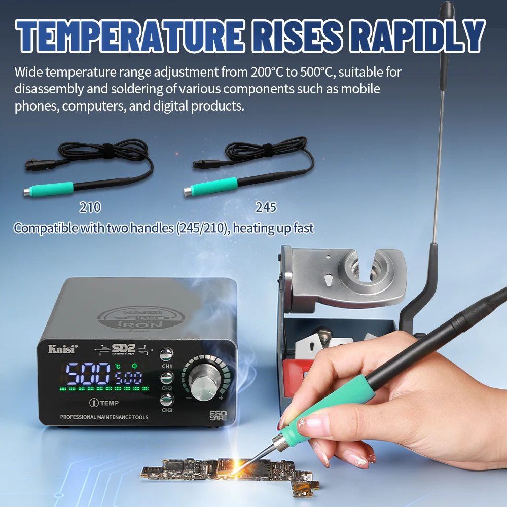 kaisi SD2 120W 납땜 스테이션 C210 C245 납땜기 소형 용접기 휴대폰 수리용 전문 리워크 스테이션 도구