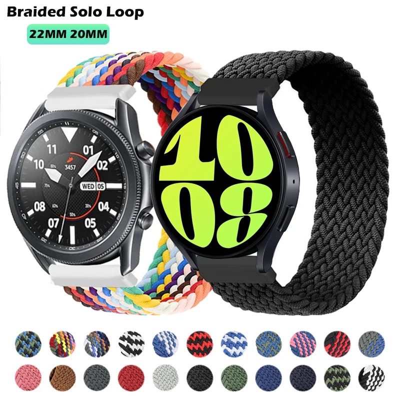 

Braided Solo Loop band for Samsung Galaxy watch 5/4 44mm 40mm/6 classic 43 47mm Watchband 22 20mm correa Galaxy 5 pro 45mm strap