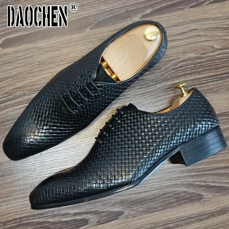 Handmade mens wingtip oxford shoes genuine calf leather traditional brogue dress shoes wedding formal for men