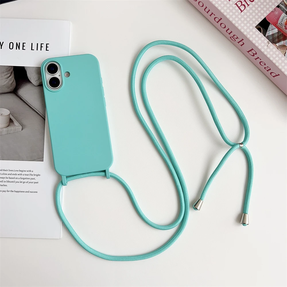 Crossbody Liquid Silicone Phone Case with Lanyard in Matte Candy Color