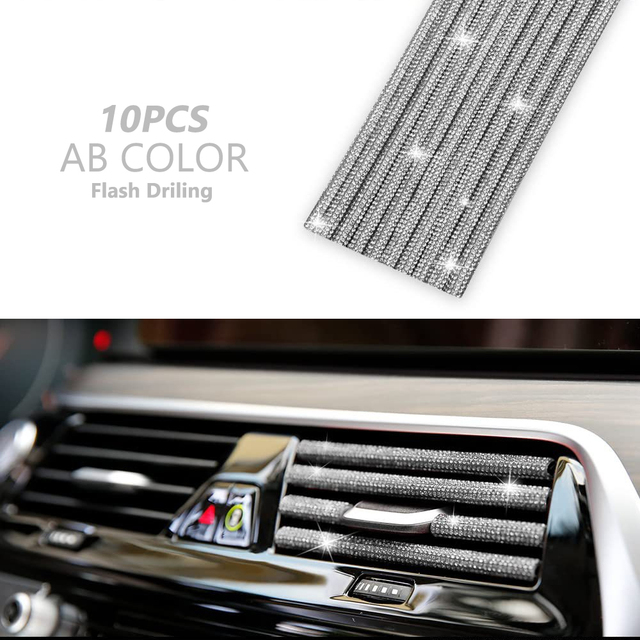 Universal Car Air Outlet Decorative Strip Car-styling Diamond Interior Moulding Air Vent Trim Conditioner Grille Sticker