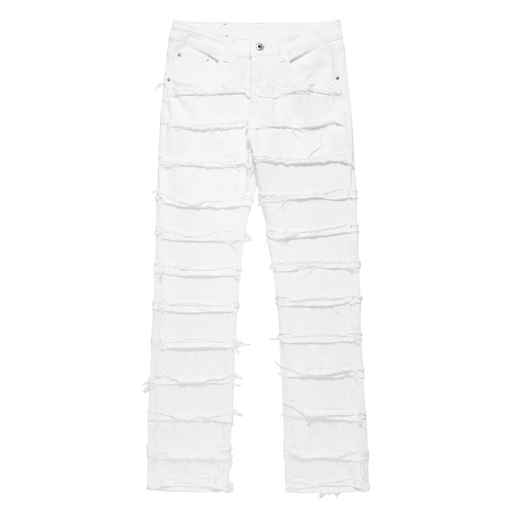 

Мужские рваные джинсы с венчиками, свободные прямые брюки в стиле High Street, 2024