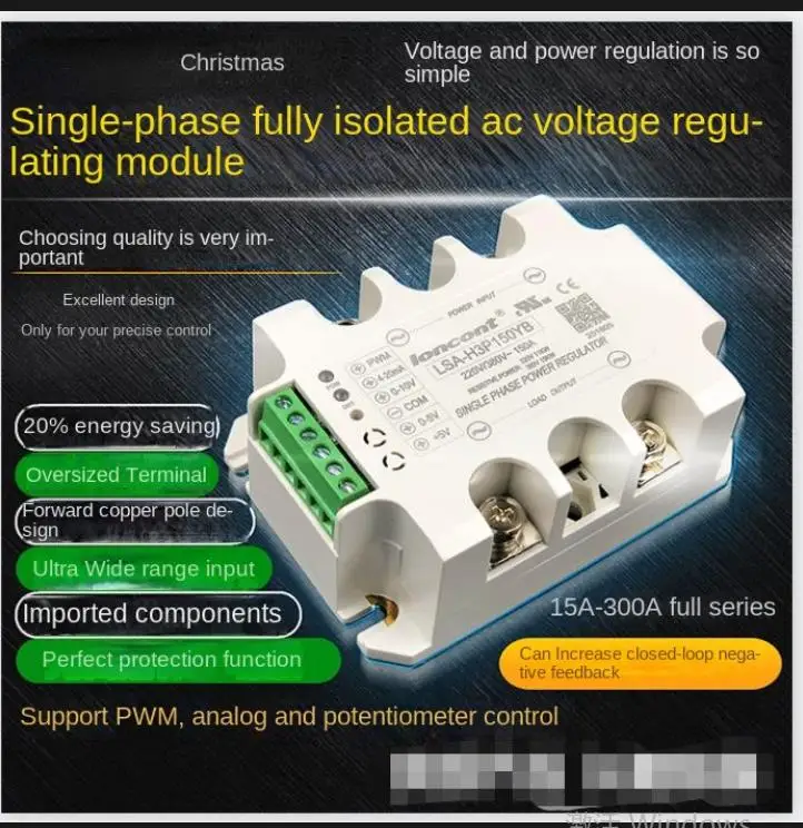 

Single-phase AC Voltage Regulator Module 50A Voltage Regulation LED Dimming PWM Duty Cycle Speed Regulation LSA-H3P50YB