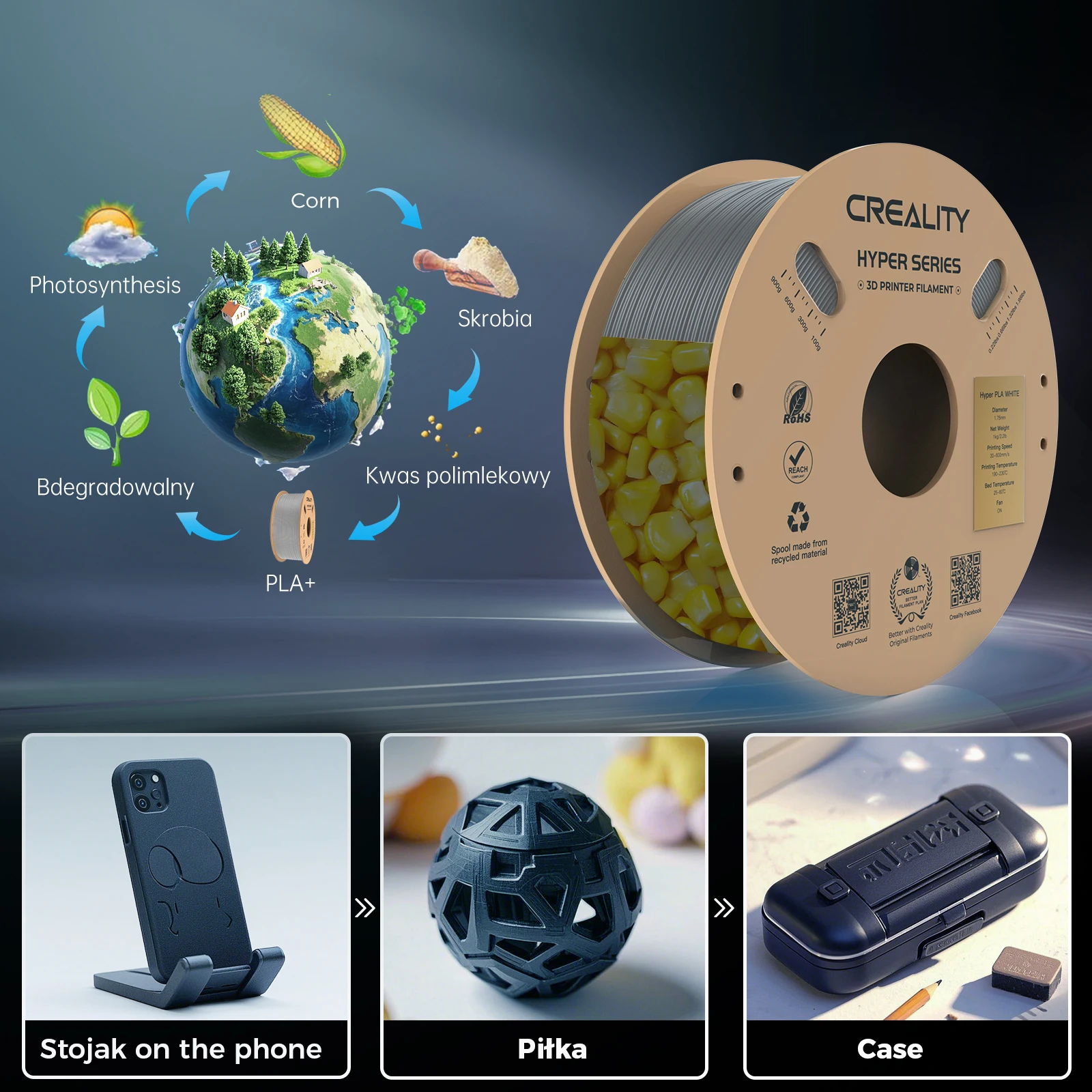 Creality K1/K1 Max/Ender-5 S1용 기존 CREALITY 고속 PLA 필라멘트 1.75mm 1KG 하이퍼 시리즈 PLA 3D PLA 필라멘트