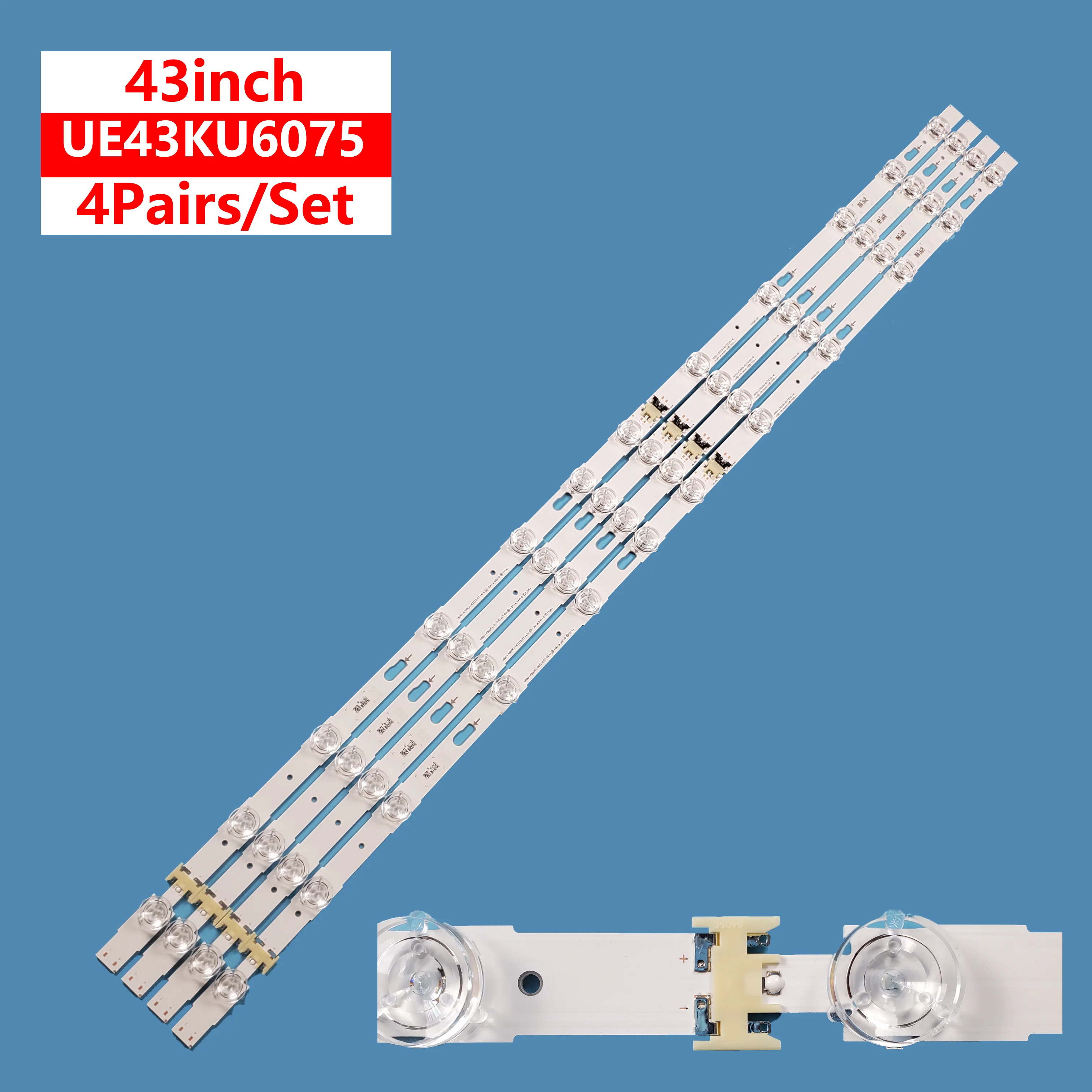 8Pcs/set New LED Backlight Bar Light Strip V6DU-430DCAB-R2 For Samsung TV 43inch EU43KU6075 UE43KU7000 UE43MU7000 UE43KU6000 led backlight strip 8 suitable for samsung ue43ku7000 ue43mu7000 ue43mu6100 ua43ku6000 ua43ku7000 ua43mu6100 ue43ku6000 ue43mu