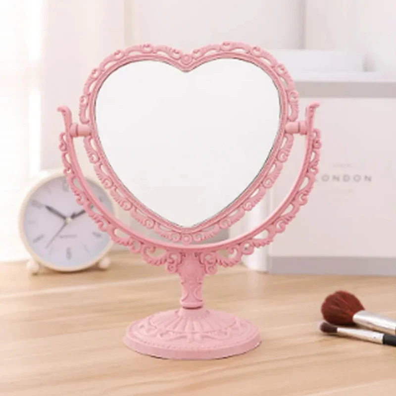 Desktop Makeup Mirror Heart Shape Makeup Vanity Portable Double-side Vanity Mirror Hand Mirror Cosmetic Compact Mirror For Women 4