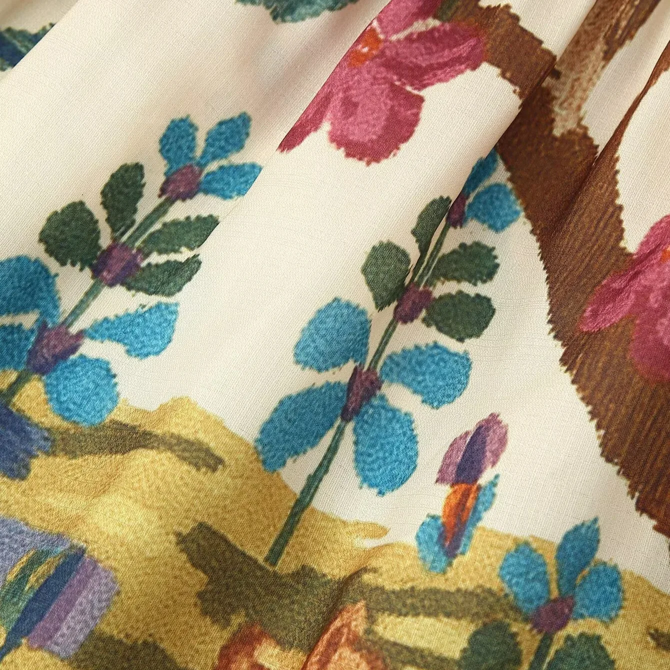 فستان طويل بطيات مطبوع بنمط عتيق فستان نسائي ربيعي...