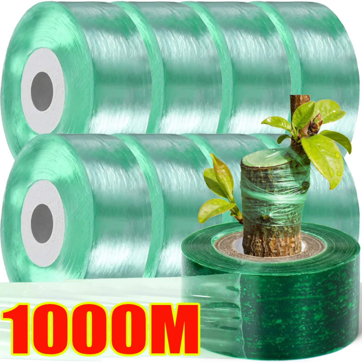 100/1000M PE Grafting Tape Film Stretchable Self-adhesive Garden Tree Roll Tape Plants Seedling Vine Tomato Grafting Accessories