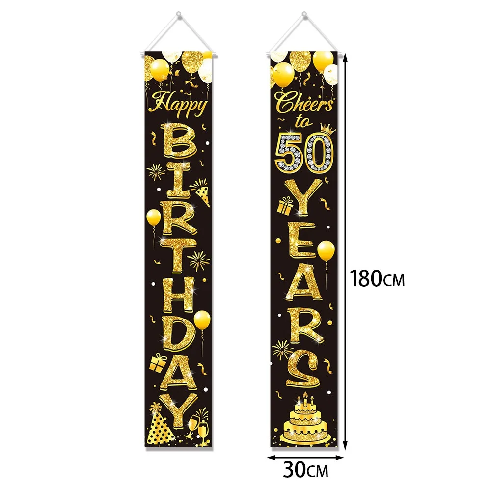 50. Geburtstags-Dekorationen Happy 50th Birthday Banner Teller und Servietten Glitzer 50 Jahre Geburtstagsparty-Zubehör für Männer Frauen – Detail 5