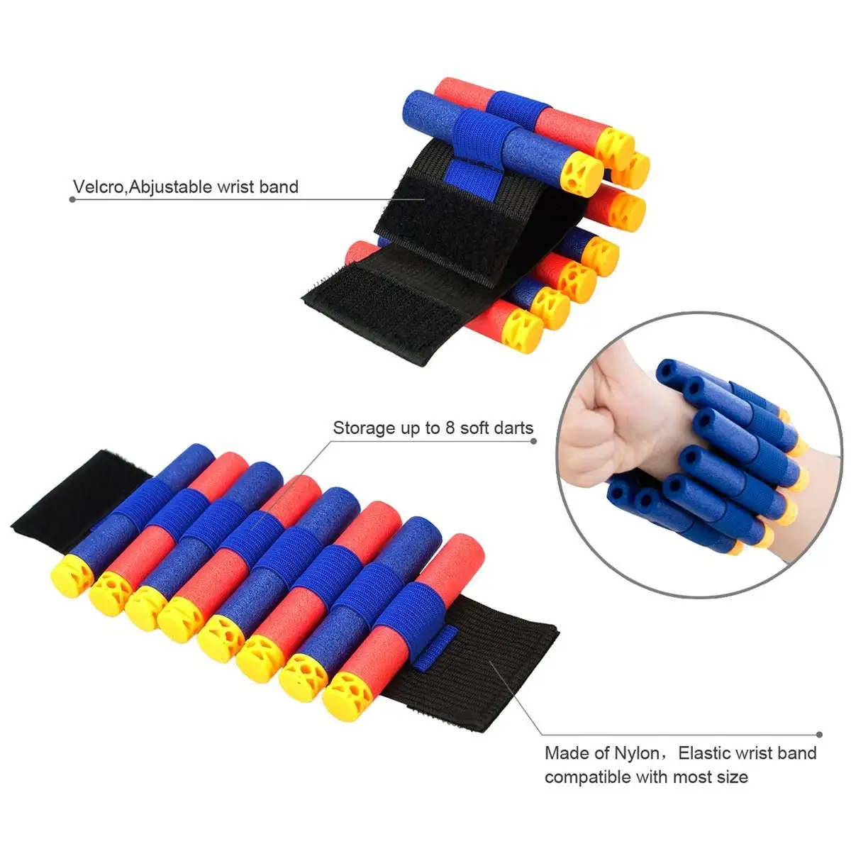 10 Pieces Toy Gun Accessories EVA Soft Bullets Gun Wrist Belt Band Strap Bandolier for Nerf N-Strike Elite Series Blasters 4