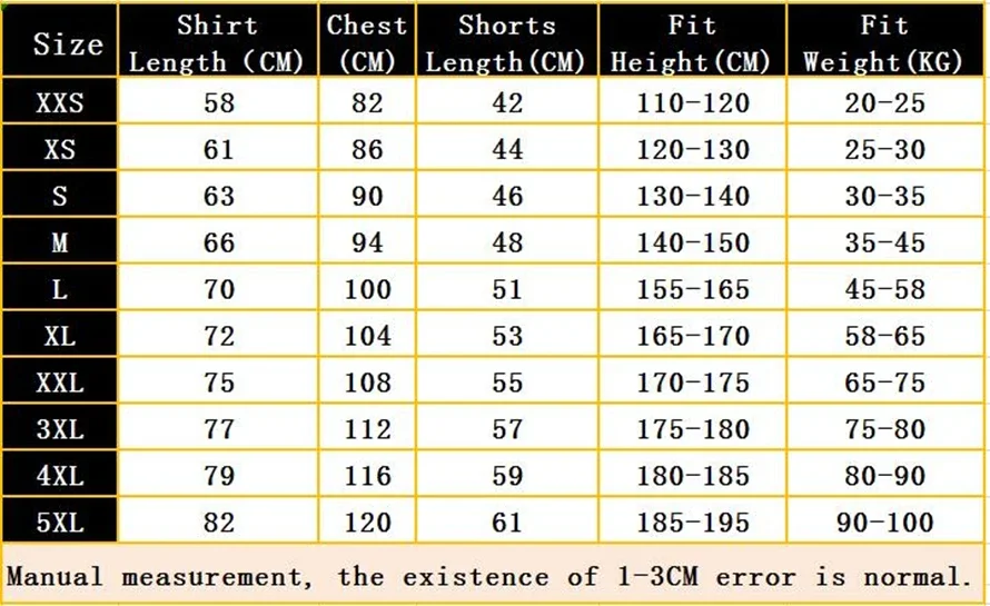 XXS-5XL