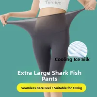 Ultra-Thin Five-Quarter arkskin Se Pants Women's Boting Trousers plus Size Anti-Light Walking Pants Polyester Fiber