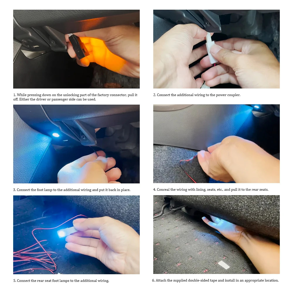 Luces LED Interiores Ambientales para el Espacio de los Pies, para Toyota, Mazda, Subaru, Yaris, Camry, Corolla, Accesor