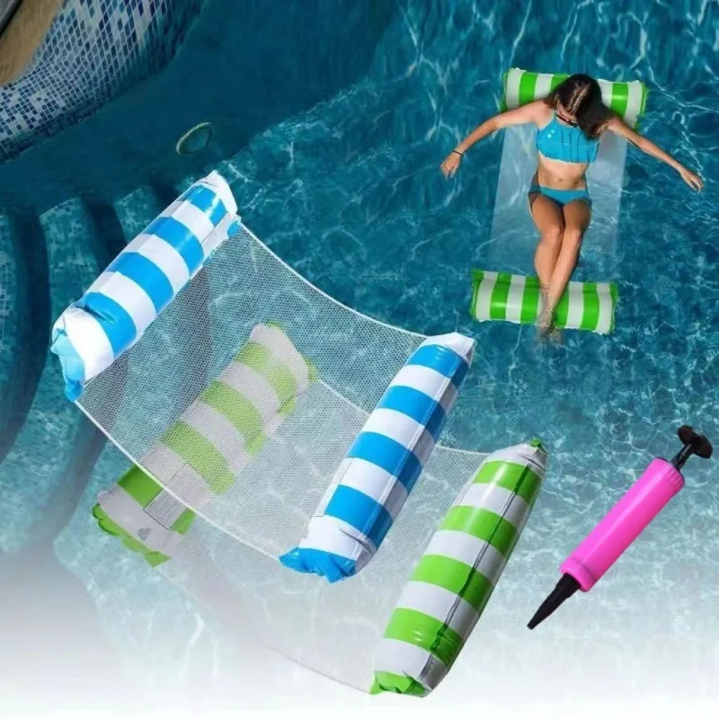 Hammock Pool Float Pool Rafts Lounge Chairs Floating 4-in-1 Multi-Purpose Pool Floaties Toys Swimming Ring Adults Inflatable Float Hammock Inflatable Water Toys Inflatable Swim Ring