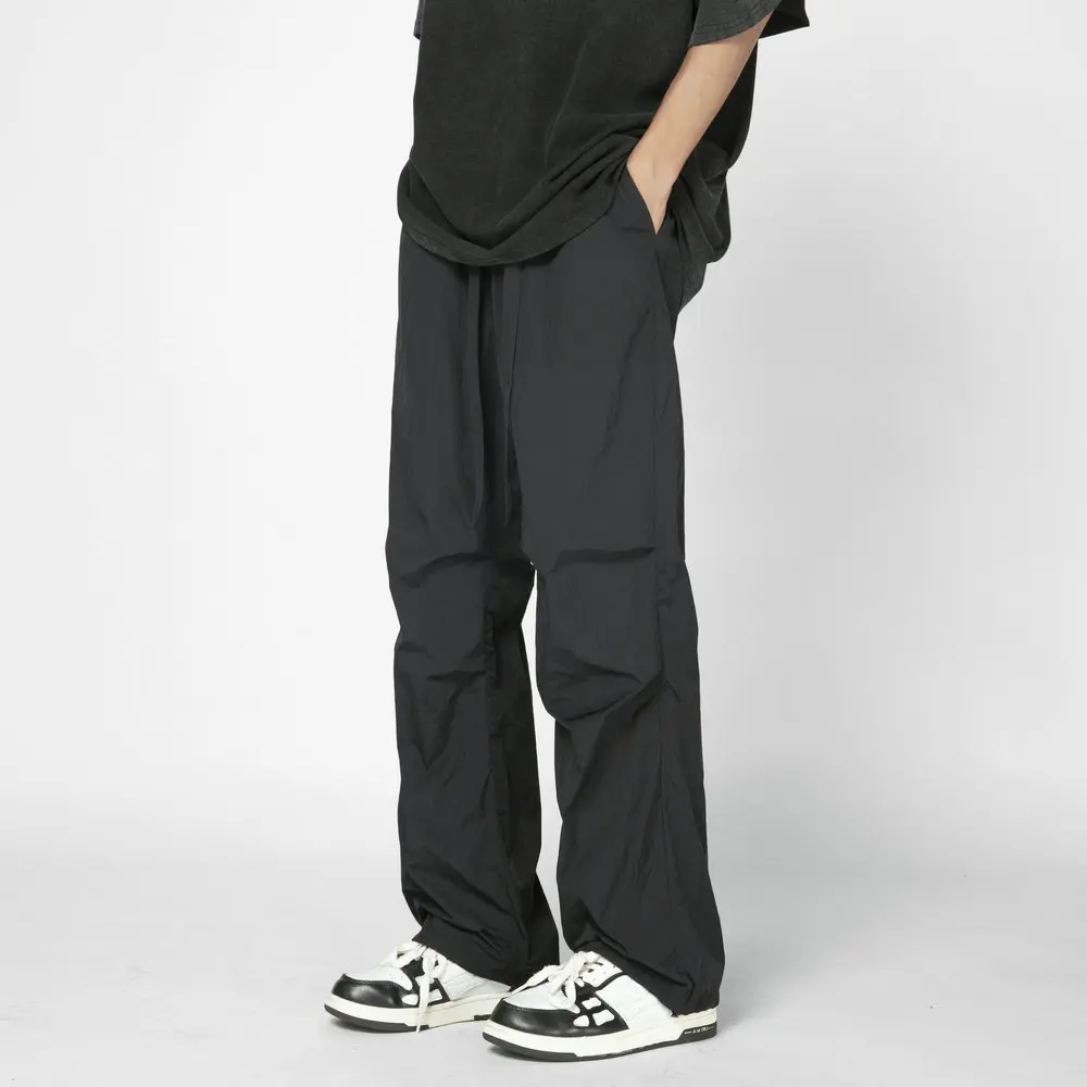 

Streetwear Summer Thin Casual Men's Pants Solid Color Elastic Waist Straight Men Trousers Fashion Loose Pants For Women