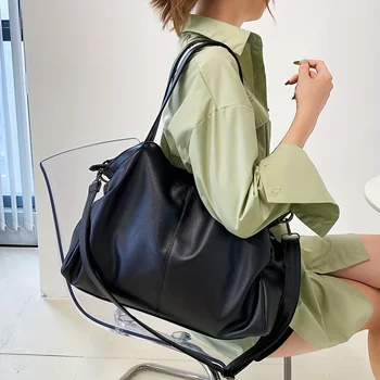Grandi borse a tracolla nere per le donne borsa a tracolla grande Hobo borsa a tracolla in morbida pelle di qualità tinta unita borsa da viaggio da donna