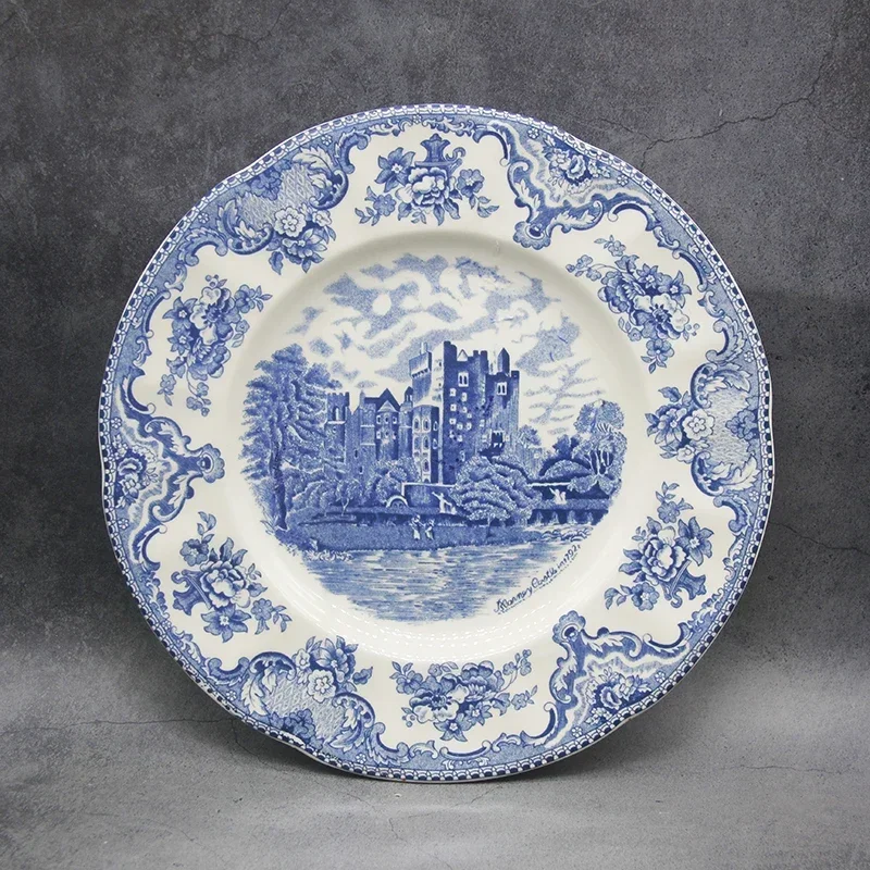 The Blue Britain Castles Dinner Set European Style Dinner Ware Ceramic Breakfast Plate Beef Dishes Dessert Dish Soup Bowl