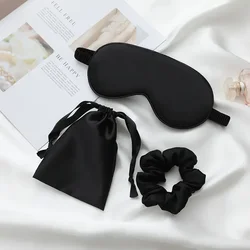 Luxurious Silk-Feel Women's Sleep Mask Set - 3-Piece Eye Comfort Collection (Black)