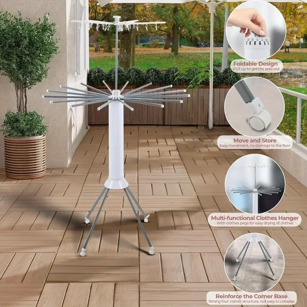 Four-Legged Clothes Drying Rack,Octopus-Shaped Space Saving Drying Rack for Indoor Outdoor,2 Tier 2
