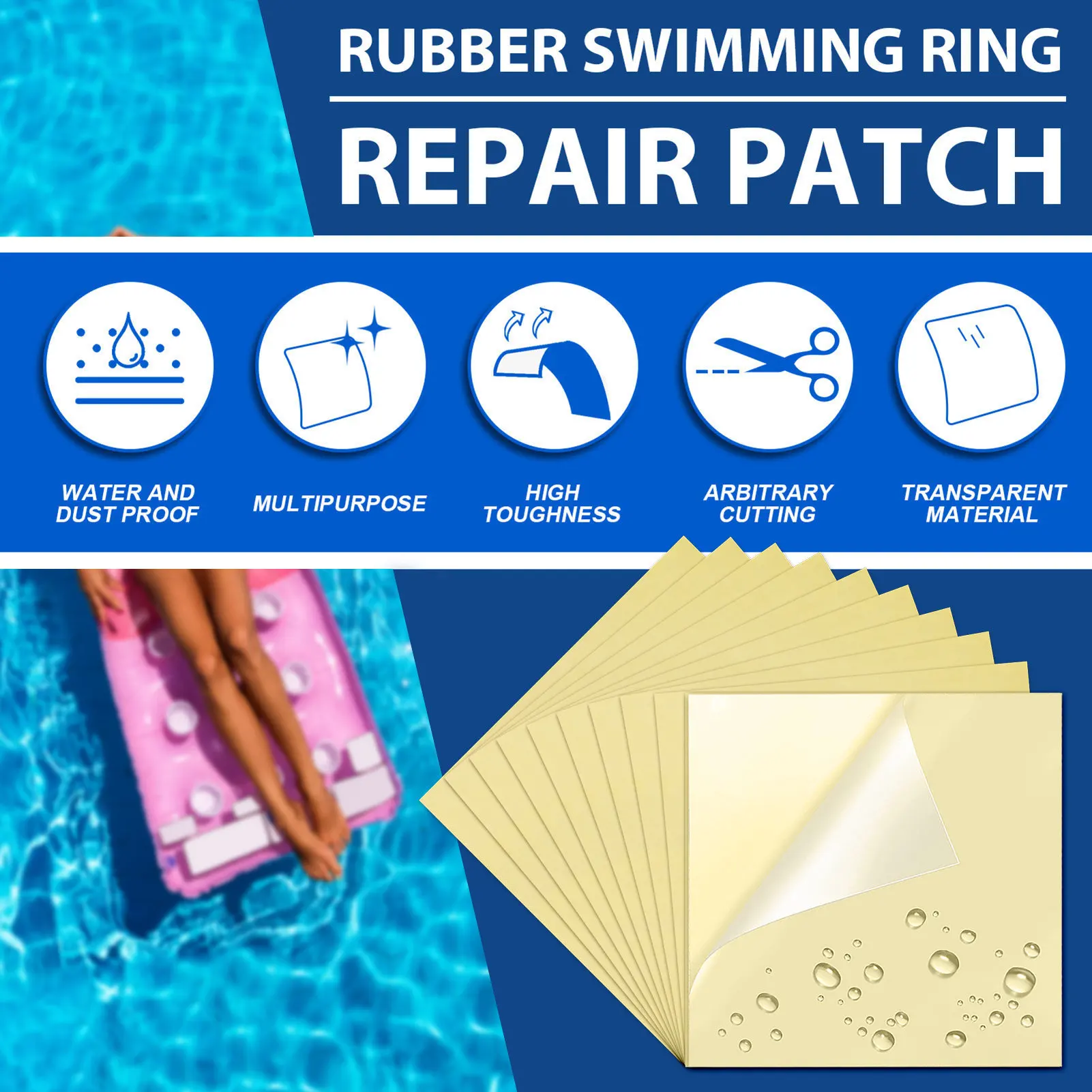 Iatable Pool Patch Repair Kit Air Mattress Patch Waterproof PVC Repair Hole Sticker Tape For Tent Yoga Ball Kayak pvc patch kit