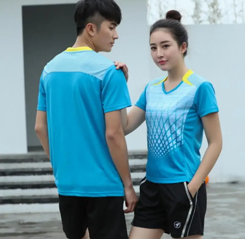 New women/men Badminton men sport t-shirts sets,Men Tennis Shorts polyester Breathable table tennis Sport jersey +shorts sets