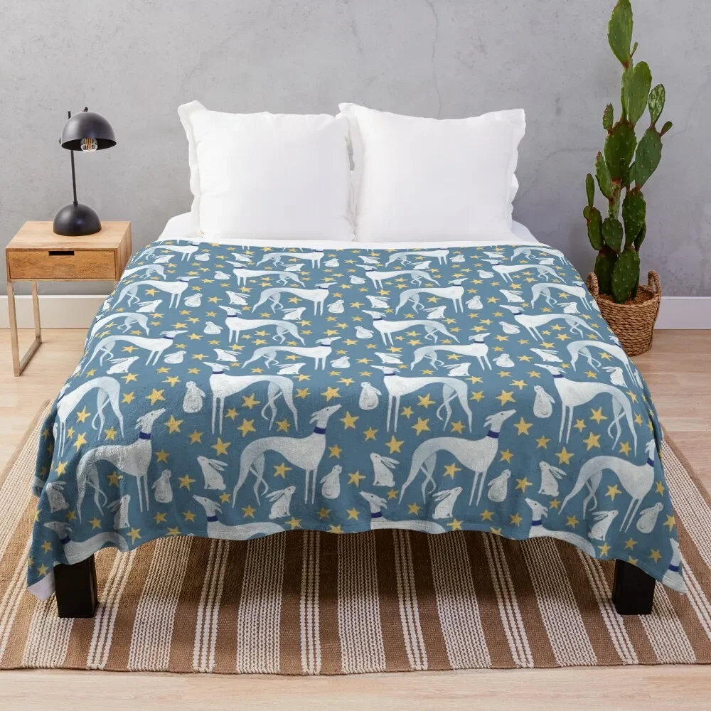 

Galgo, hare and stars Throw Blanket Thins Thermal Blankets