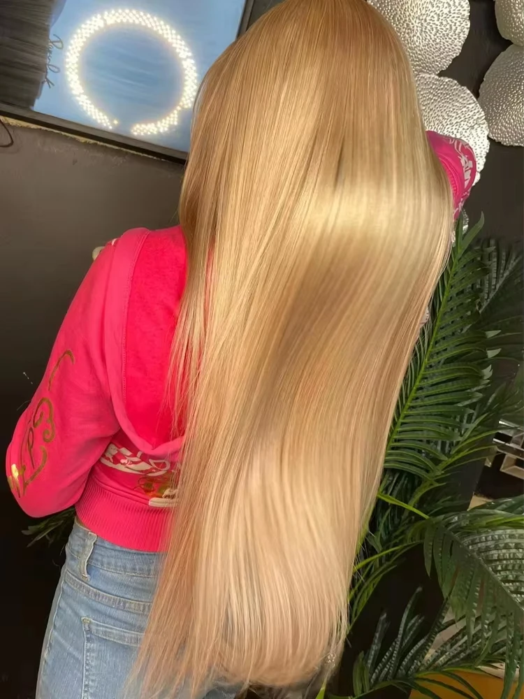 36 Inch 250% Density 27# Honey Blonde Highlight Bone Straight Human Hair Wigs 13x6 Ultra-Thin HD Lace Frontal Bleached Knots 1
